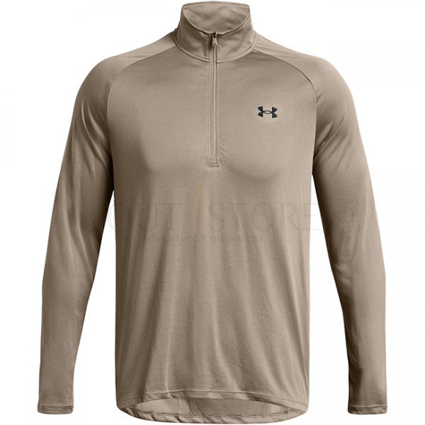 Under Armour Mens Tech 1/2 Zip Long Sleeve - Taupe Dusk / Black - M