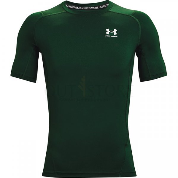 Under Armour Mens HeatGear Compression Short Sleeve - Green - 2XL