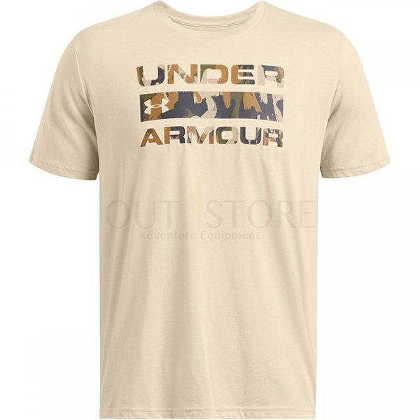 Under Armour Mens Stacked Logo Fill T-Shirt - Khaki Base / Timberwolf Taupe - 2XL