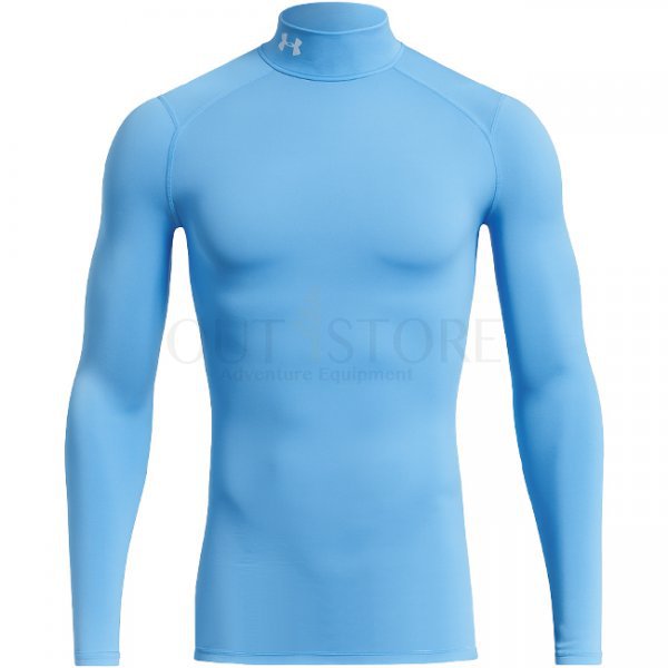 Under Armour Mens ColdGear Compression Mock - Carolina Blue / White / White - M