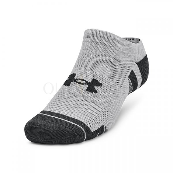 Under Armour Performance Tech 3-Pack No Show Socks - Mod Grey / White / Jet Grey - XL