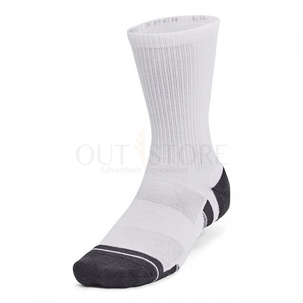 Under Armour Performance Tech 3-Pack Crew Socks - White / White / Jet Grey - XL