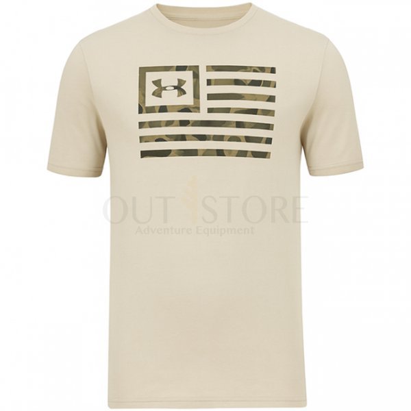 Under Armour Mens Freedom Flag Printed T-Shirt - Desert Sand / Bayou - 2XL