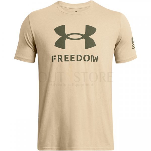 Under Armour Mens Freedom Logo T-Shirt - Desert Sand / Marine OD Green - 2XL