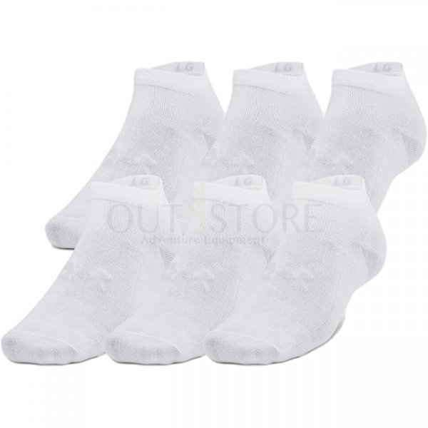 Under Armour Essential 6-Pack Low Cut Socks - White / White / Halo Grey - S