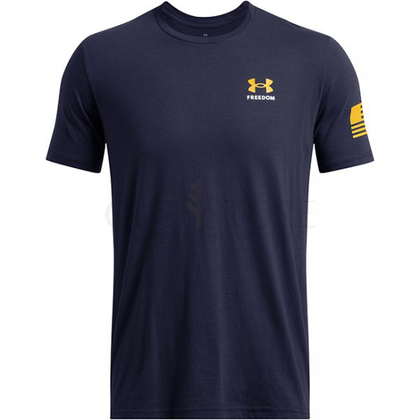 Under Armour Mens Freedom By Sea T-Shirt - Navy Blue / Steeltown Gold - 2XL
