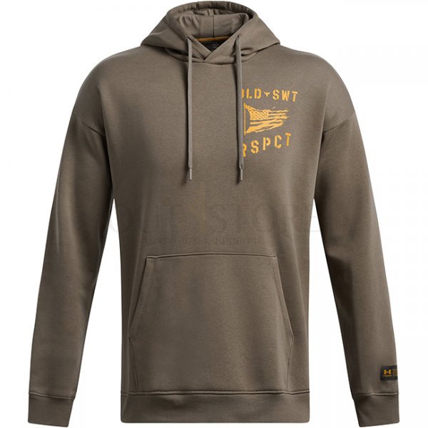 Under Armour Mens Project Rock Icon Fleece Veterans Day Hoodie - Turtle / Golden Yellow - S