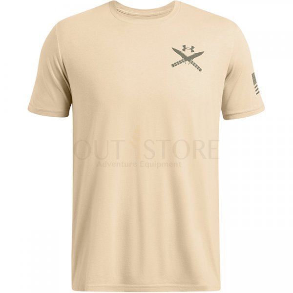 Under Armour Mens Freedom Spine T-Shirt - Desert Sand / Olive - 2XL