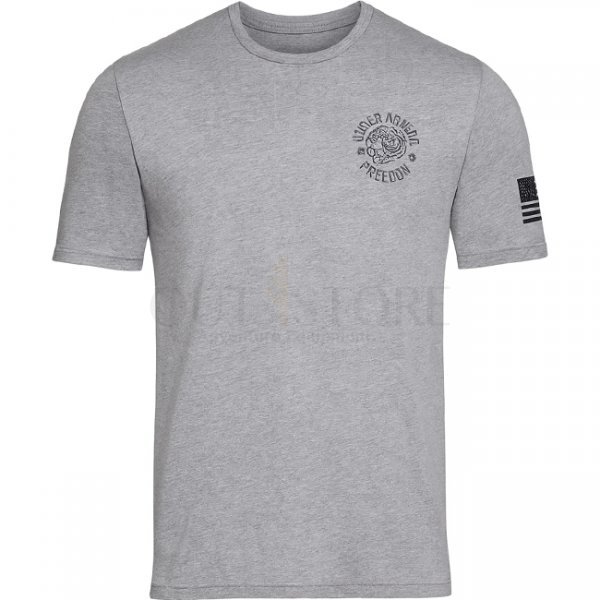 Under Armour Freedom Skull T-Shirt - Steel Light Heather / Black - 2XL