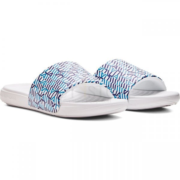 Under Armour Ansa Graphic Slides - White / Blue - 8