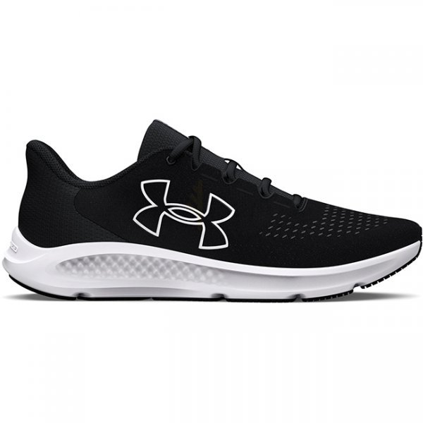 Under Armour Mens Charged Pursuit 3 Big Logo Running Shoes - Black / White - 8