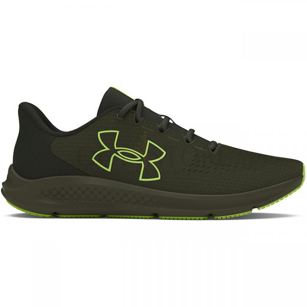 Under Armour Mens Charged Pursuit 3 Big Logo Running Shoes - Olive / Baroque Green / Morph Green - 13