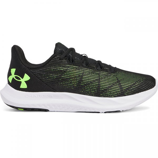 Under Armour Mens Charged Speed Swift Running Shoes - Black / Black / Hyper Green - 11.5
