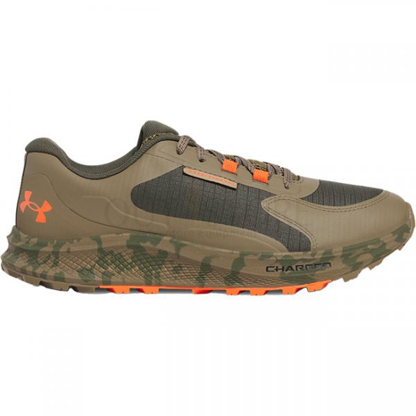 Under Armour Mens Bandit Trail 3 Running Shoes - Marine OD Green / Bayou / Ares Red - 7.5