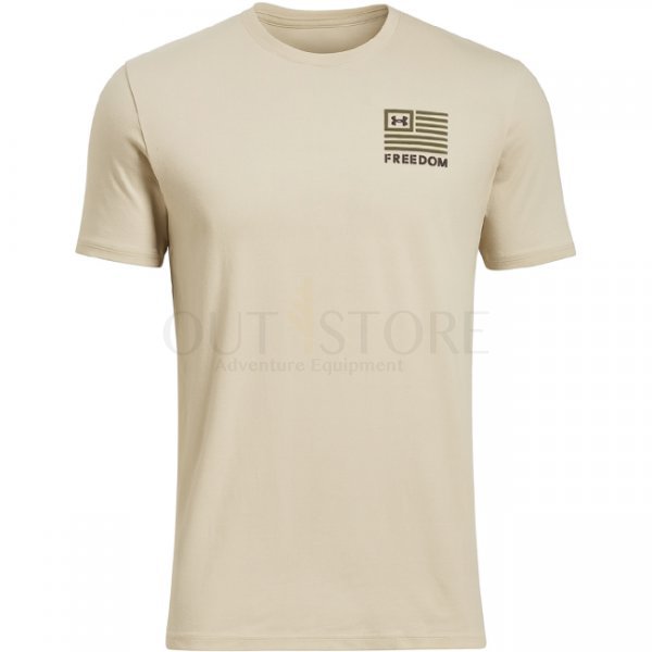 Under Armour Mens Freedom Left Chest T-Shirt - Desert Sand / Olive - 2XL