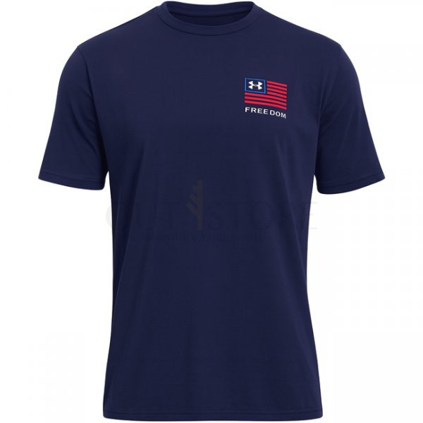 Under Armour Mens Freedom Left Chest T-Shirt - Navy Blue / Steel - 2XL