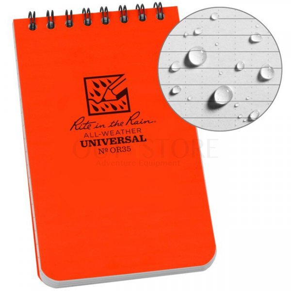 Rite in the Rain Polydura Top-Spiral Notebook 3 x 5 - Orange