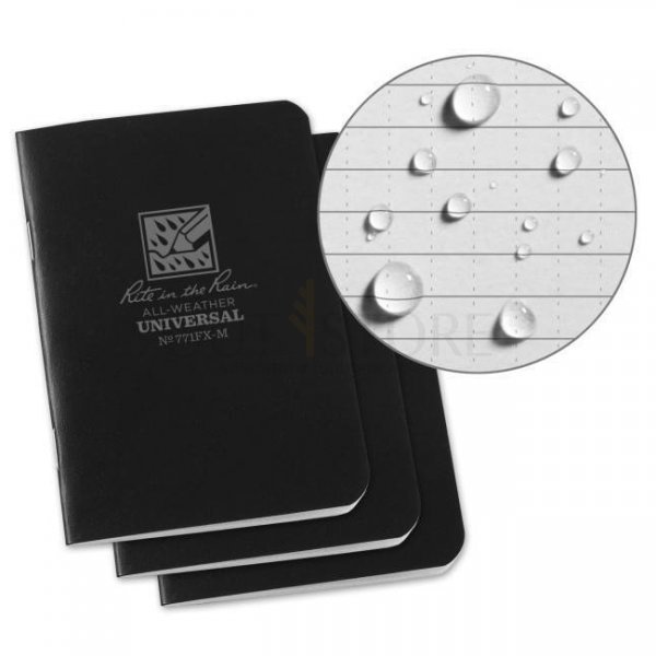 Rite in the Rain Stapled Notebook 3.25 x 4.25 Three Pack - Black