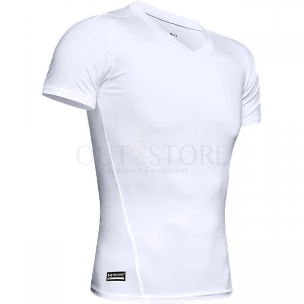 Under Armour Mens Tactical HeatGear Compression V-Neck T-Shirt - White - XL