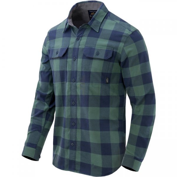 Helikon Greyman Shirt Nylon Sorona Blend - Moss Green Checkered - L