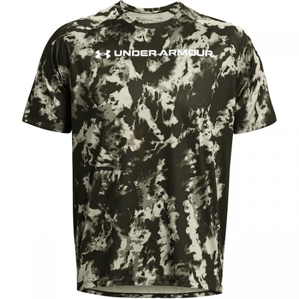 Under Armour Mens Tech ABC Camo Short Sleeve - Marine OD Green / White - M