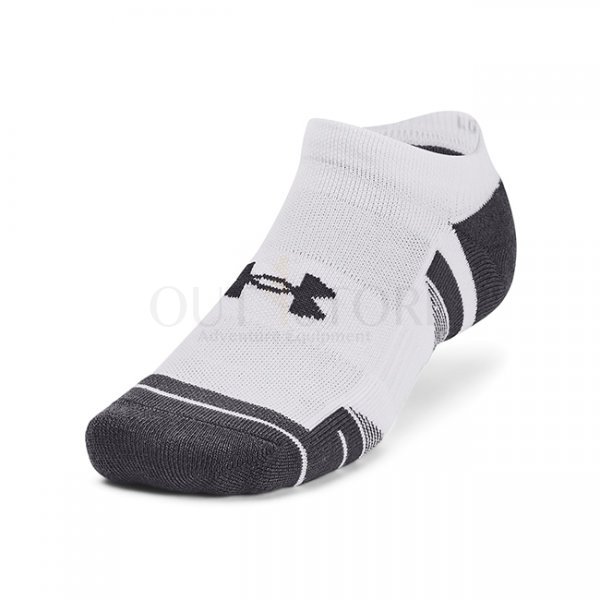 Under Armour Performance Tech 3-Pack No Show Socks - White / White / Jet Grey - L
