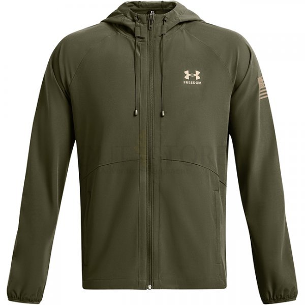 Under Armour Mens Freedom Windbreaker Jacket - Marine OD Green / Federal Tan - L