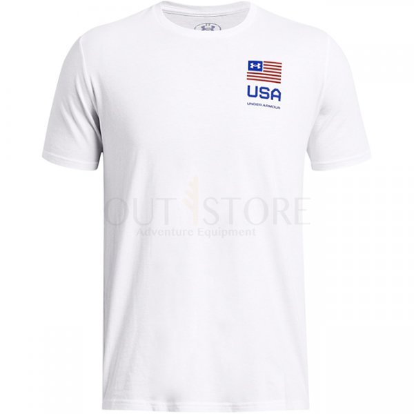 Under Armour Mens Freedom Amp Chest T-Shirt - White / Blue - 2XL