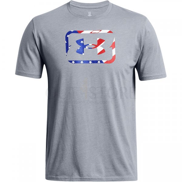 Under Armour Mens Freedom Hook T-Shirt - Heather Grey / Red - XL