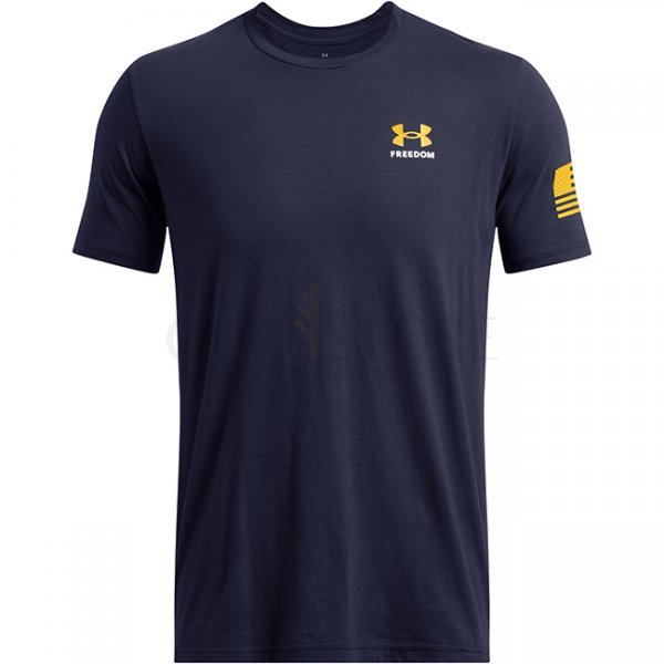Under Armour Mens Freedom By Sea T-Shirt - Navy Blue / Steeltown Gold - XL