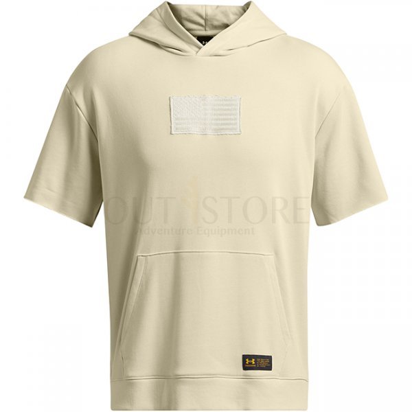 Under Armour Project Rock Heavyweight Veterans Day Short Sleeve Hoodie - Silt / Golden Yellow - XL