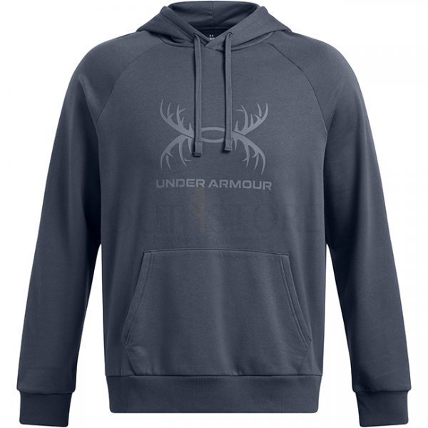 Under Armour Mens Rival Fleece Antler Hoodie - Downpour Grey / Gravel - S