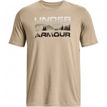 Under Armour Mens Stacked Logo Fill T-Shirt - Khaki / Black