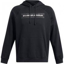 Under Armour Mens Rival Fleece Camo Chest Stripe Hoodie - Black / White - S