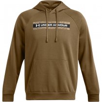 Under Armour Mens Rival Fleece Camo Chest Stripe Hoodie - Coyote / White - XL