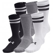 Under Armour Essential Unisex 6-Pack Crew Socks - White / White / Black - M