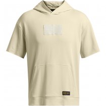 Under Armour Project Rock Heavyweight Veterans Day Short Sleeve Hoodie - Silt / Golden Yellow - M