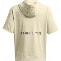 Under Armour Project Rock Heavyweight Veterans Day Short Sleeve Hoodie - Silt / Golden Yellow - M