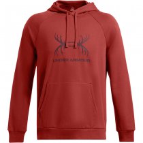 Under Armour Mens Rival Fleece Antler Hoodie - Earthen Orange / Dark Maroon - XL