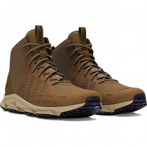 Under Armour Mens Micro G Strikefast Mid Tactical Shoes - Brown / City Khaki / Navy Blue - 9.5