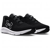 Under Armour Mens Charged Pursuit 3 Big Logo Running Shoes - Black / White - 8.5